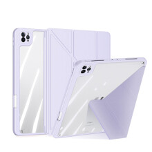 Cover rimovibile per iPad Pro 11, custodia magnetica trasparente con rivestimento in pelle PU a tre ante, interno in ultrafibra per una cura extra,