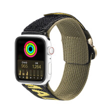 Sportszíj Apple Watch 42mm, 44mm, 45mm, strapabíró tépőzáras kialakítás, állítható rugalmas szíj fém csatlakozókkal, tartós szőtt