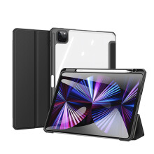 Priehľadný zadný kryt pre iPad Pro 12.9, flexibilný stojan s tlmičom nárazov a vyvýšenými okrajmi pre ochranu obrazovky