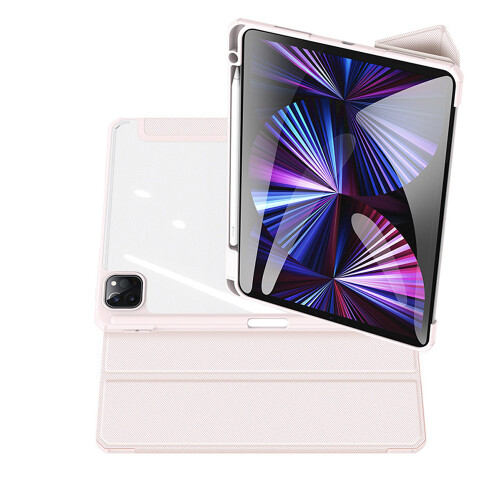 Capa híbrida para iPad Air de 10,9 polegadas, com parte traseira transparente, à prova de choque, com ativação/desativação automática e