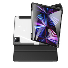 Hybridfodral för iPad Air 10,9 tum, genomskinligt bakstycke, stötsäkert fodral med automatisk väckning/viloläge och pennhållare (passar iPad
