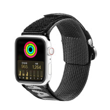 Sportszíj Apple Watch 42mm, 44mm, 45mm, strapabíró tépőzáras kialakítás, állítható rugalmas szíj fém csatlakozókkal, tartós szőtt