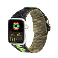Sport Loop-stropp til Apple Watch 42 mm 44 mm 45 mm, solid borrelåsdesign, justerbar elastisk løkkereim med metallkontakter, slitesterkt vevd bånd