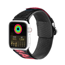 Sport Loop-stropp til Apple Watch 42 mm 44 mm 45 mm, solid borrelåsdesign, justerbar elastisk løkkereim med metallkontakter, slitesterkt vevd bånd