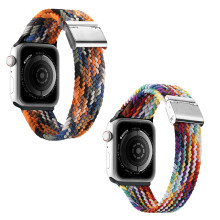 Pustende nylonmateriale klokkerem til iWatch, sikker magnetisk lukking elastisk flettet løkke kompatibel med Apple Watch-rem 41 mm 40 mm 38 mm 42 mm