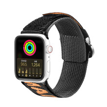 Sportszíj Apple Watch 42mm, 44mm, 45mm, strapabíró tépőzáras kialakítás, állítható rugalmas szíj fém csatlakozókkal, tartós szőtt