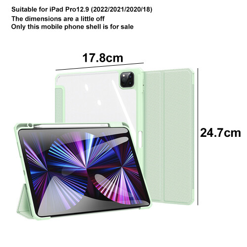 Capa traseira transparente para iPad Pro de 12,9 polegadas, com suporte flexível, amortecedor e bordas elevadas para proteção da tela. 1