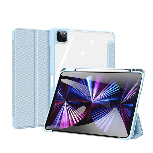 Capa traseira transparente para iPad Pro de 12,9 polegadas, com suporte flexível, amortecedor e bordas elevadas para proteção da tela.
