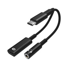 Adapter USB C 2 w 1, układ DAC audio Hi-Res zapewnia doskonały dźwięk dla Twoich urządzeń przenośnych, funkcja Plug-and-Play z