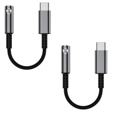2-pack multifunktionell USB-C till 3,5 mm hörlursadapter, HiFi-ljudkvalitet och plug and play för bred kompatibilitet med enheter, hög hållbarhet