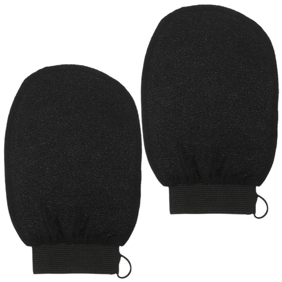 Black Exfoliating Shower Gloves for Dead Skin Removal, Gentle Body Scrub and Full Body Coverage