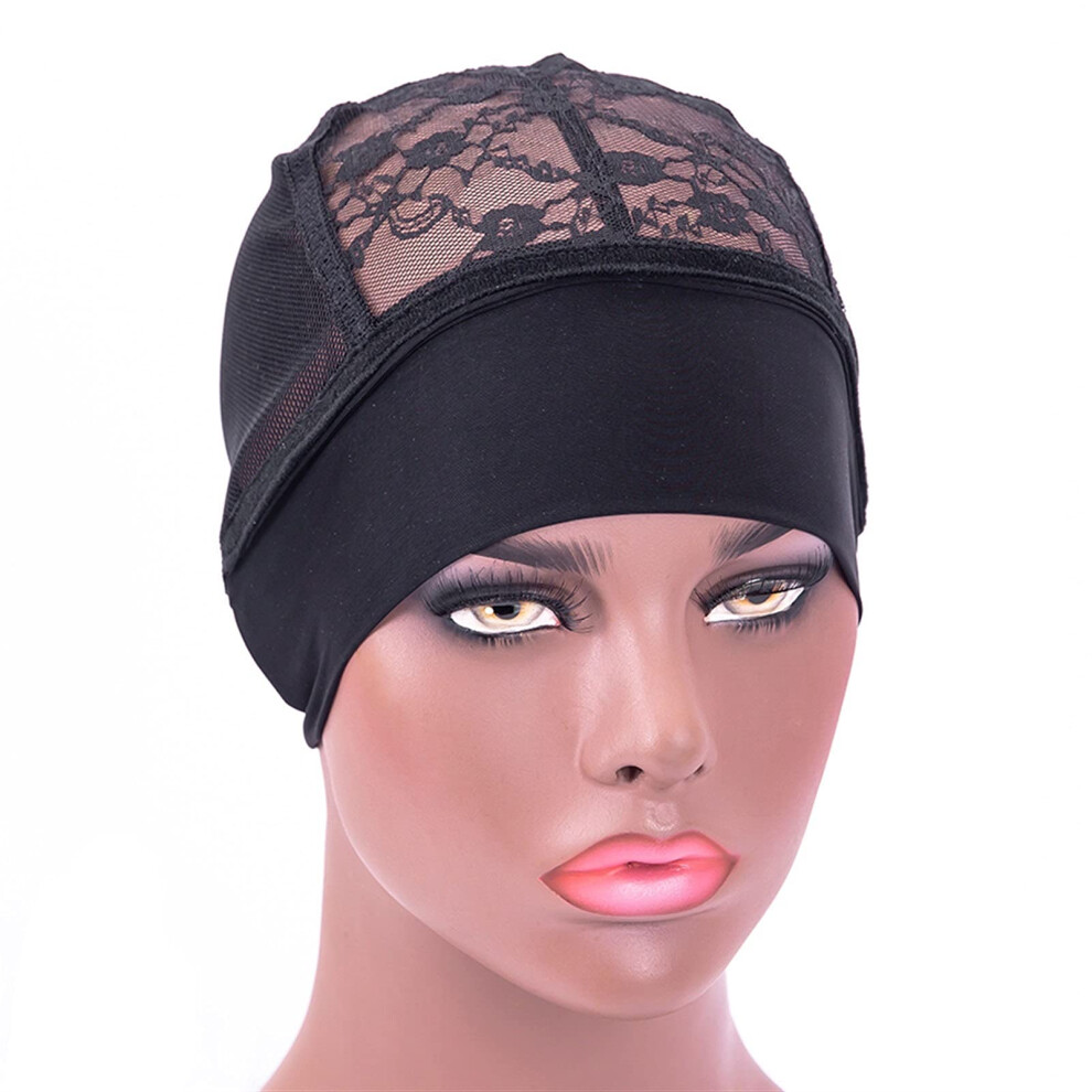 Headband Wig Cap Xl With Adjustable Elastic Band For Lace Wigs Breathable Full Coverage Black