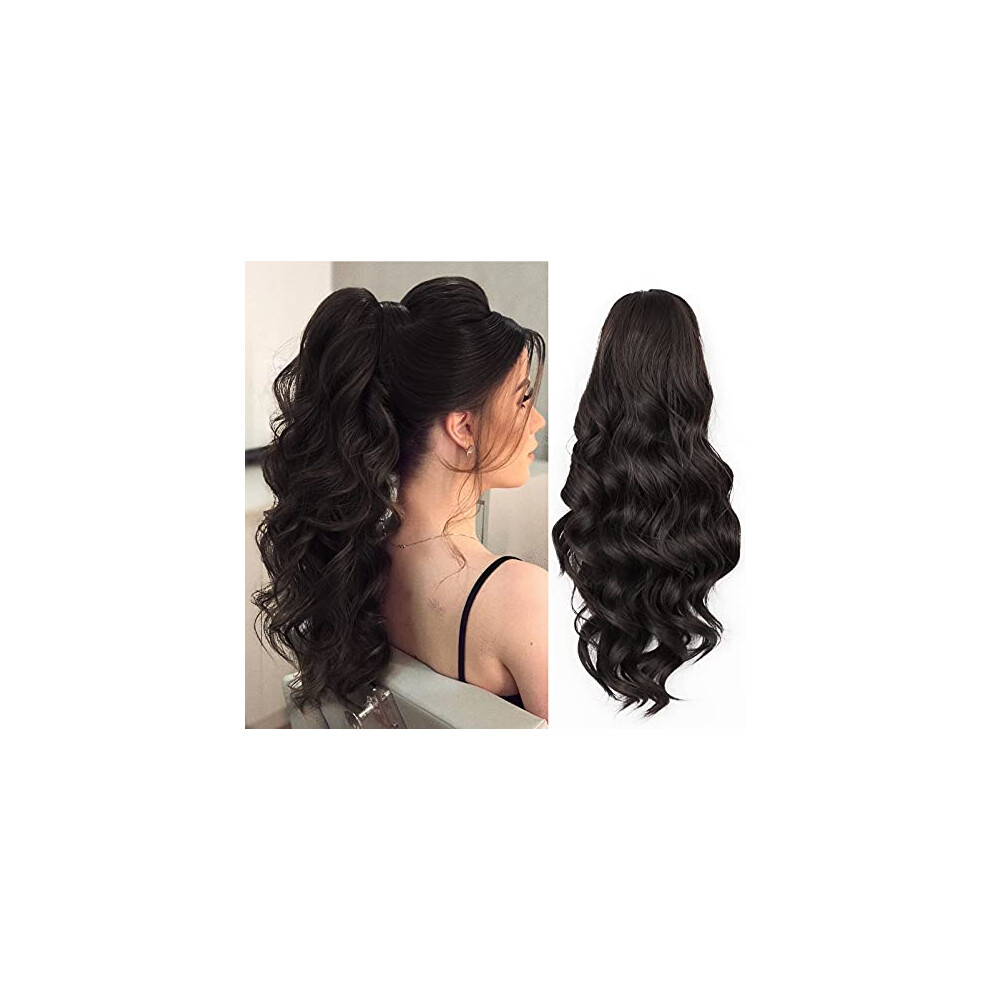 Ponytail Hair Extension with Natural Wavy Texture, Long Synthetic Clip In Claw Ponytail for Women