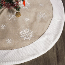 Cailmei 24" kerstboomrok, met sneeuwvlokkenrand, ronde kerstboomhoes voor feestelijke huisdecoratie, beige