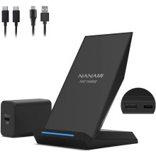30W max trådlös laddare, Qi-certifierat snabbladdningsställ med USB-A-port, kompatibel med iPhone 14/13/12/11Pro/XS