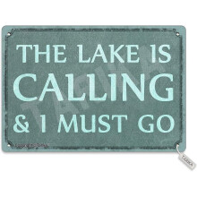 « Le lac m'appelle et je dois y aller » - Plaque murale vintage en métal 20x30cm, compatible avec une décoration de style ferme, citation