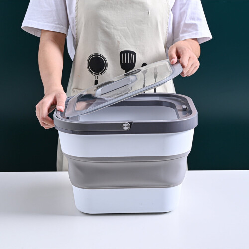 Kyursd Kitchen Gadgets, Δοχείο Αποθήκευσης Τροφής για Σκύλους (15 λίβρες), Πτυσσόμενος Κάδος 1