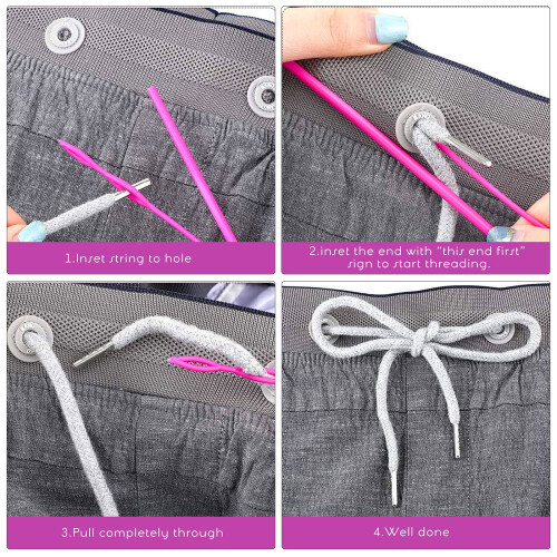 Drawstring Threader Tools Stainless Steel Plasticard Beads Automatic Threading Aid Needle For Sewing 1