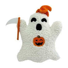 Coussin fantôme d'Halloween Lksixu, coussin décoratif en peluche blanche en forme de fantôme, ultra-doux et moelleux, idéal pour canapé, lit ou