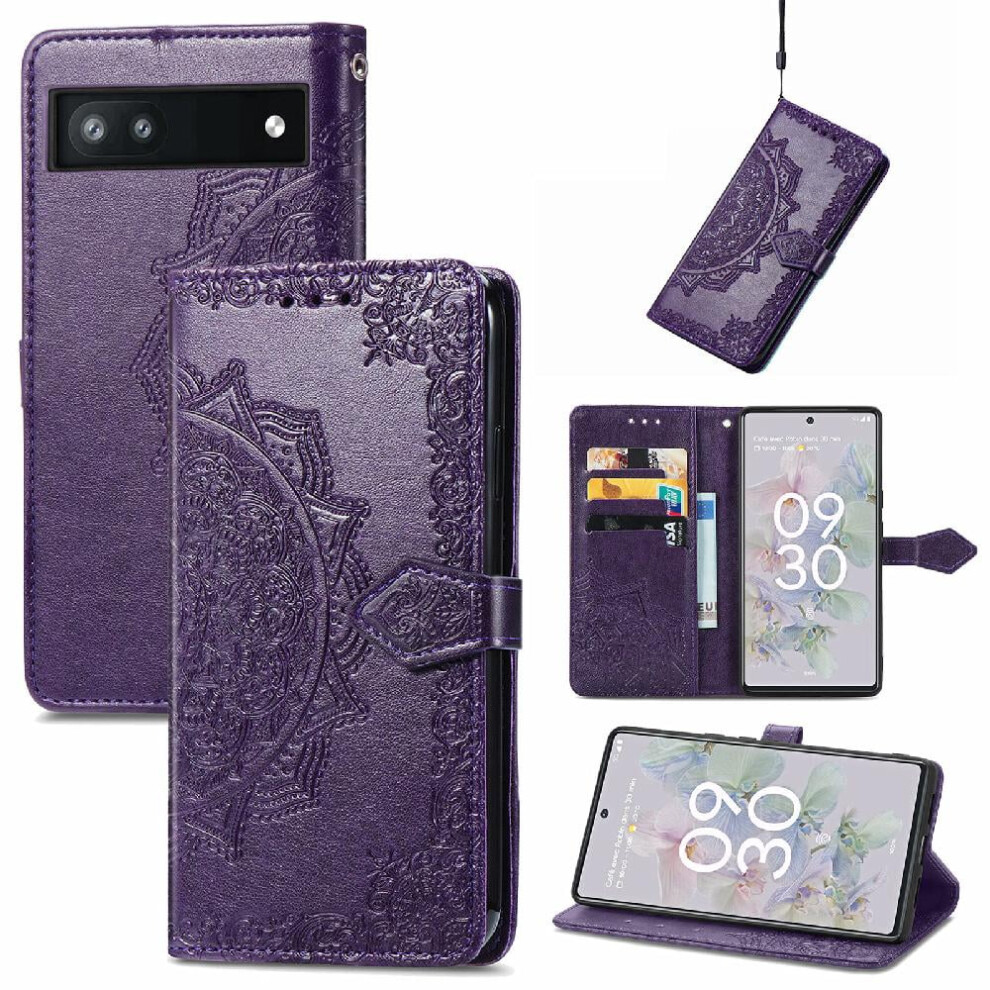 Case For Google Pixel 6A Shockproof Exquisite Pattern Flip Cover Leather Case Simple Business 9773935904606