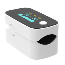 (Black mirror + white) Fingertip Pulse Oximeter Blood Oxygen Saturation Monitor (SpO2) Portable with Pulse Wave Graph and Perfusion Index  pure white
