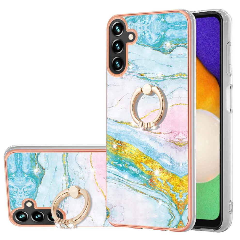 Case For Compatible With Samsung Galaxy A13 5G Bumper Protection 360 Rotatable Ring Marble Anti-Scratch Soft 9773935904446