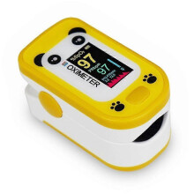 (Yellow) Lebanghui Children Digital Fingertip Pulse Oximeter Blood Oxygen Saturation Monitor with Adorable Animal Theme
