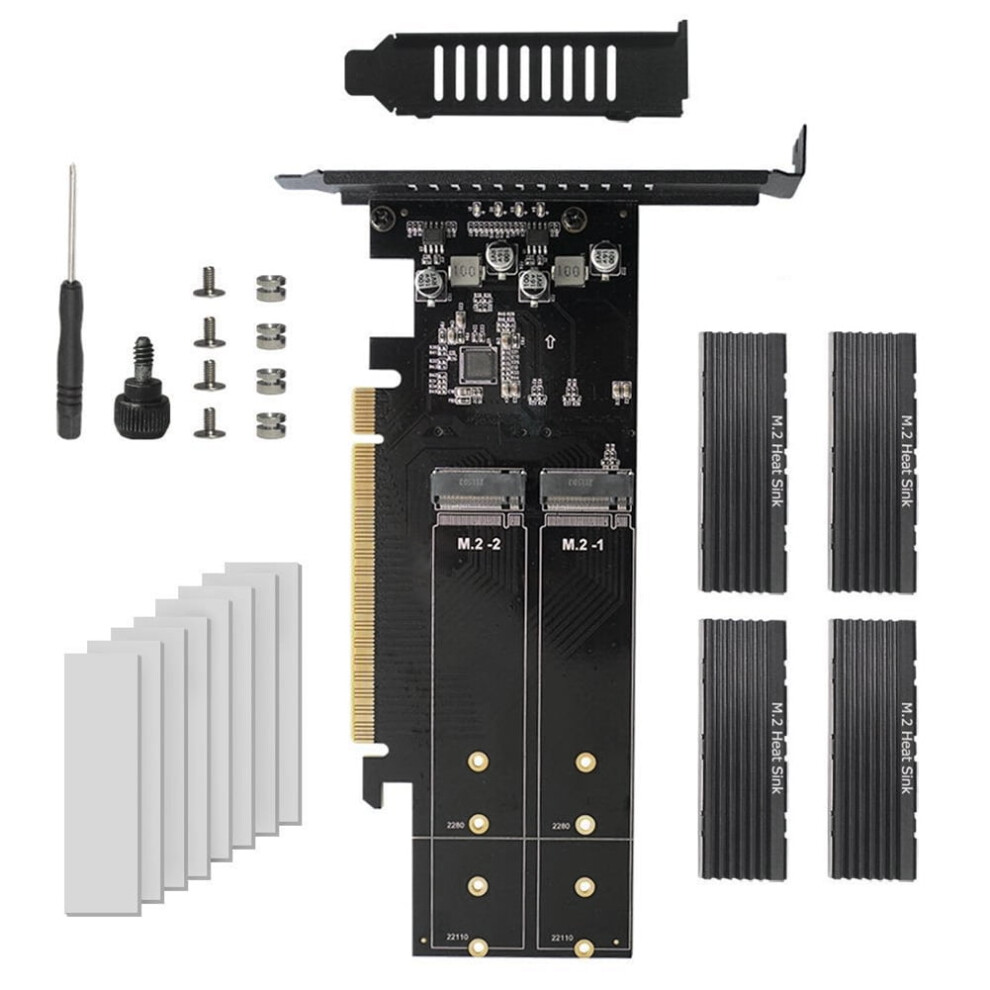 Jixopn M.2 Nvme Expansion Card Key Pcie 3.0 X16 Ssd Riser Card 4 Slot (4Pcs Heatsink) 9773935018747