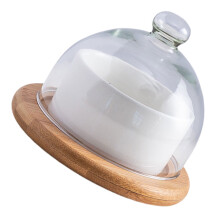 Ceramic Cake Stand Cake Platter Server with Glass Dome Dessert Dome Tray Plate Ceramic Serving Trays Ceramic Appetizer Plates Dish for Home
