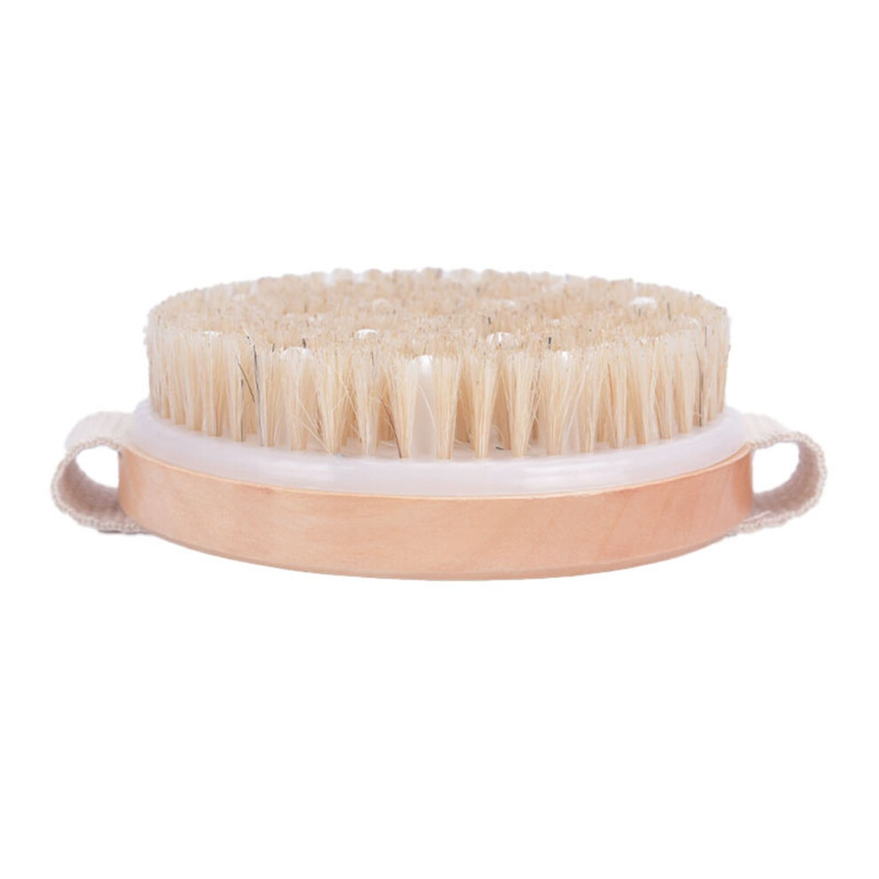 Bath Brush with Natural Bristles for Effective Exfoliation and Gentle Massage, Wooden Long Handle