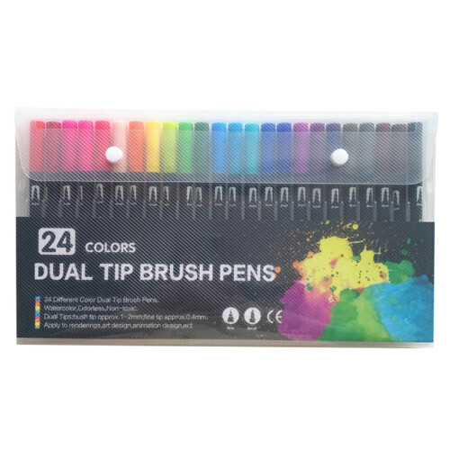 Quinlirra24Colors Μαρκαδόροι με Διπλή Άκρη, Στυλό με Λεπτή Άκρη για Χρωματισμό Ενηλίκων, 2