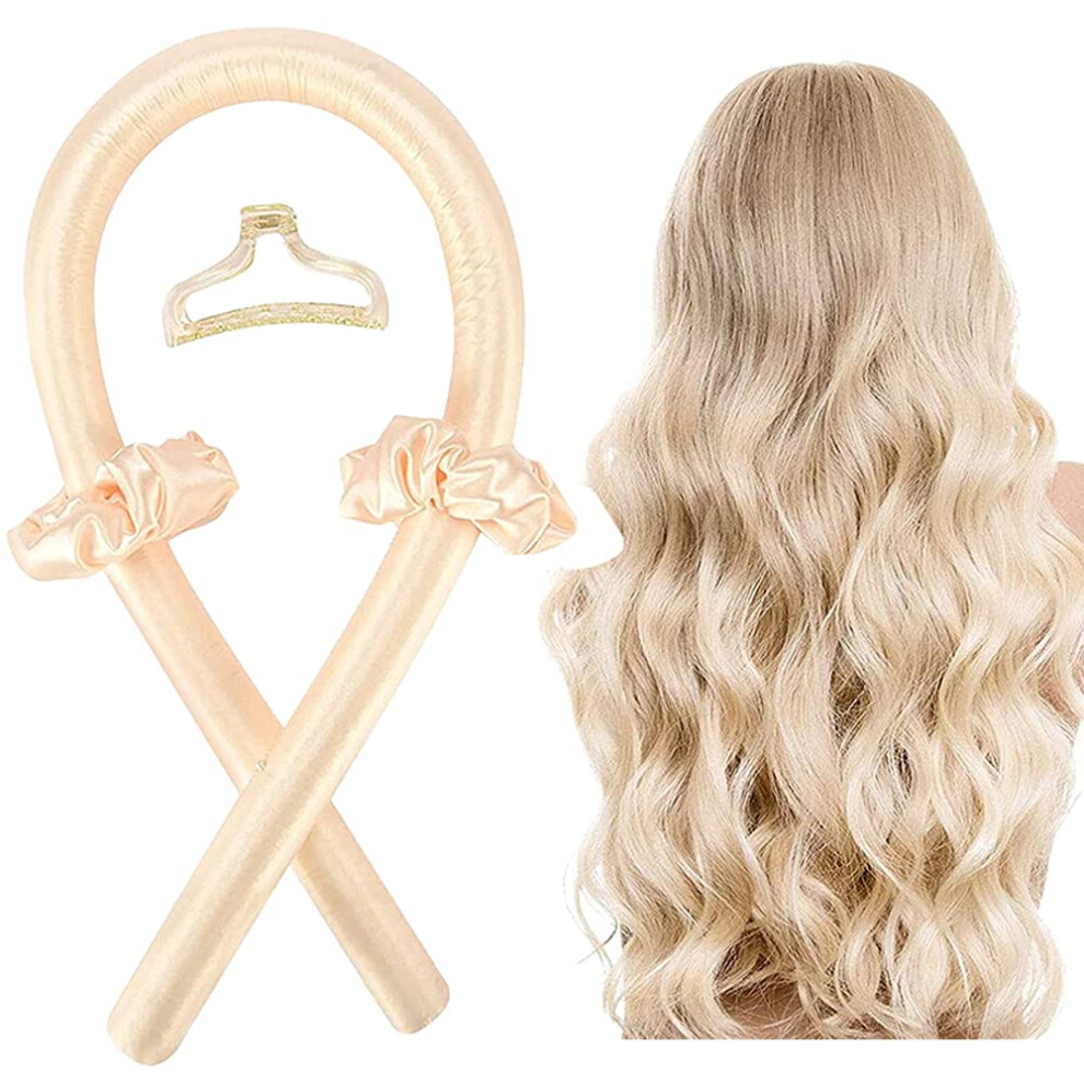 Yellow Heatless Hair Curlers No Heat Curling Headband Soft Foam Rollers For Overnight Curls Long Hair