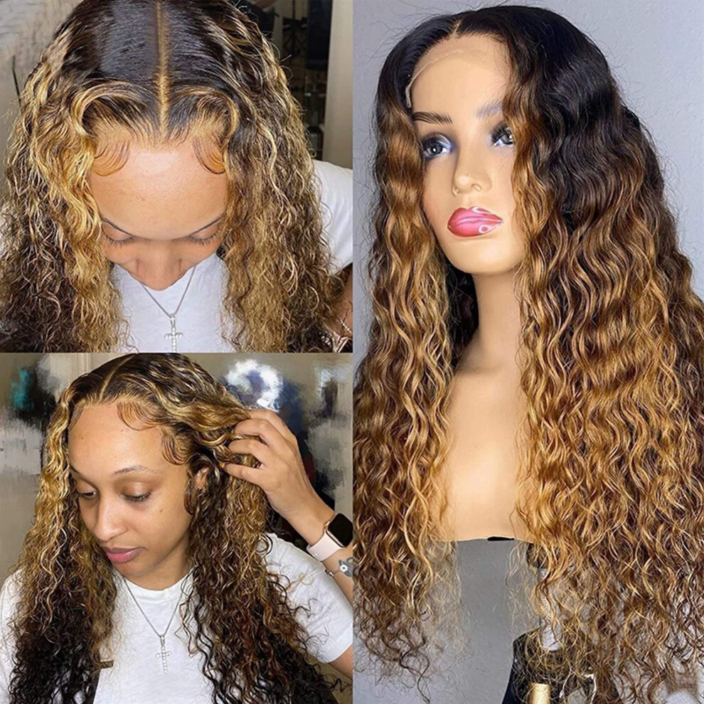 Unisex Ombre Blonde Human Hair Lace Front Wig 24 Inch 13X6 Glueless Hd Lace Brazilian Wig 150 Density