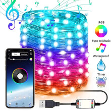 Dreamy RGB LED String Lights, 2m Length, Bluetooth APP Controlled Decorative Lights, Unique Scene Effects for Indoor & Outdoor Christmas Decorations,
