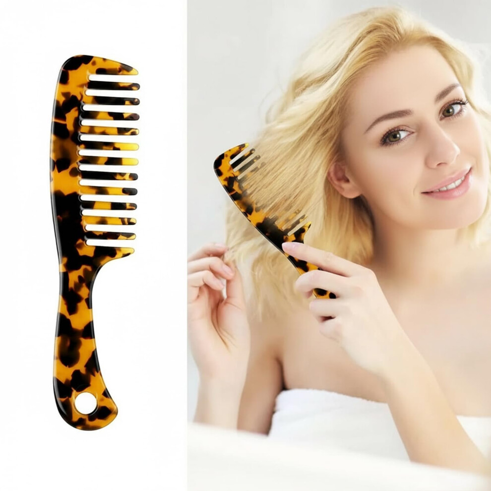 Unisex Brown Wide Tooth Comb For Curly Hair, Antistatic Cellulose Acetate Detangling Comb For Wet And Dry Hair