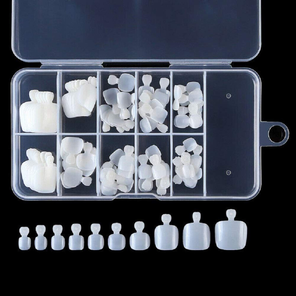 White Press On Toenails Set 500Pcs Abs Full Cover Fake Toenail Tips For Diy Pedicure With Box
