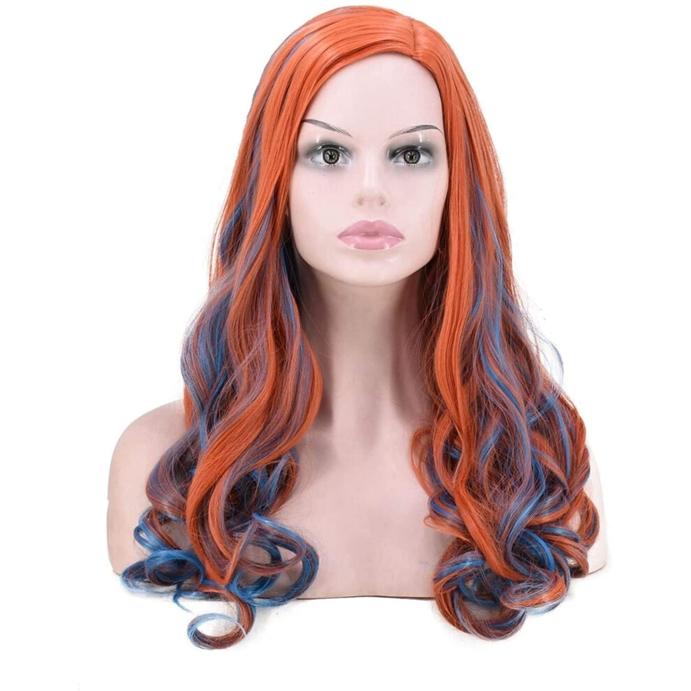 Long Colorful Synthetic Wig with Soft Tangle Fibers, Heat Resistant Rainbow Wig for Cosplay