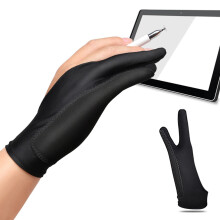 Drawing Gloves for Graphics Tablet, Universal Size 2 Pack Black, Anti-fouling Design with Sweat-resistant Stretch Fabric, Reduce Friction and Improve