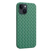 iPhone14Plus Skyddsfodral, Kameralinsskyddsfodral, Genomskinliga Chic3D Blommönster, Vävd & Lädertexturdesign, Ultratunn, Omfattande