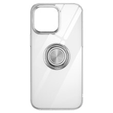 Justerbart stöd och 360 roterbar magnetisk ringhållare för iPhone 13-serien, genomskinligt skal med förbättrat grepp, falltålig, stöder