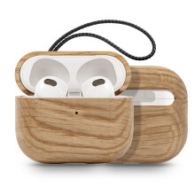 Husă elegantă pentru AirPods 3, din piele naturală pentru AirPods 3, carcasă de încărcare wireless (LED frontal vizibil), husă de protecție