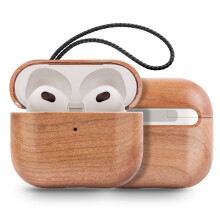 Husă din piele Crazy Horse pentru AirPods a 3-a generație, farmec vintage, stil Indiana-Jones, maro închis, protecție integrală