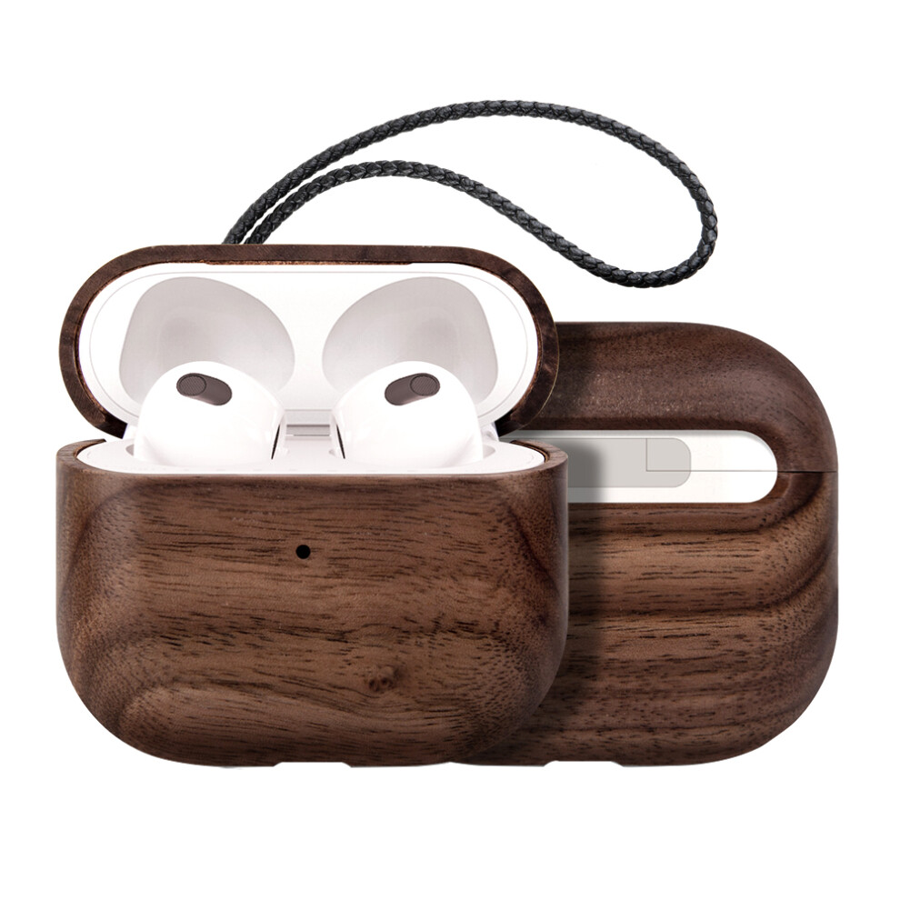 Natural Wood Airpods 3 Case, Genuine Leather For Airpods 3Rd Generation, Unique Wood Patterns, Protective Skin, Indiana-Jones Style Grain 9012494621310