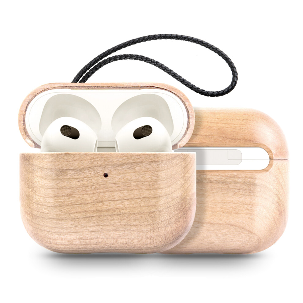 Natural Wood Airpods 3 Case, Genuine Leather For Airpods 3Rd Generation, Unique Wood Patterns, Protective Skin, Indiana-Jones Style Grain 9012494621327