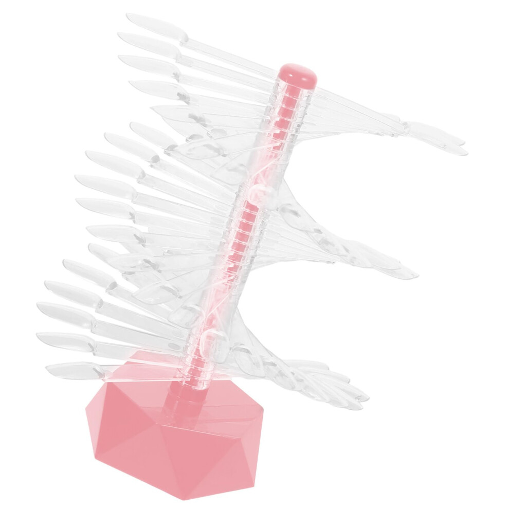 Pink Acrylic Spiral Nail Display Stand With 60 Tips For Nail Art Practice And Clear Color Showcase