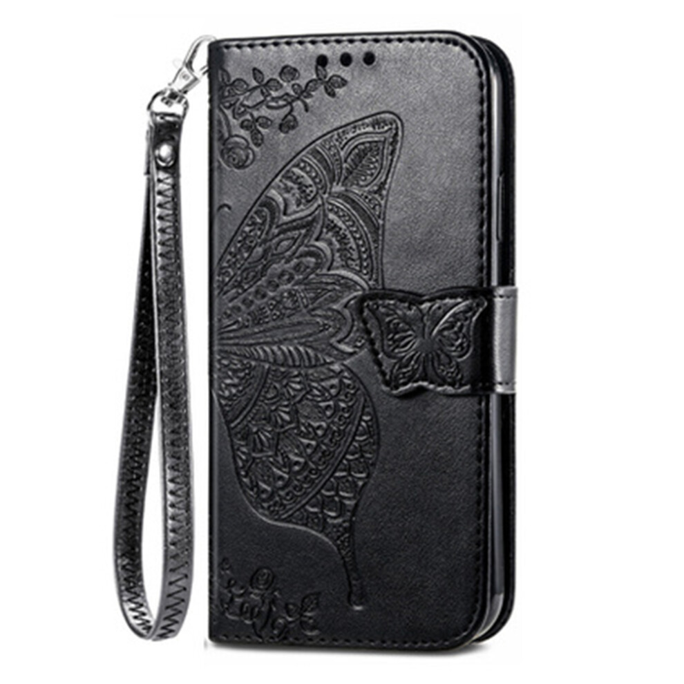 3D Emboss Butterfly Flowers Phone Case, Luxury Retro Slim Wallet Case With Detachable Wrist Strap And Card Slots For Iphone 14 Pro Max, Kickstand Func 9176269916855