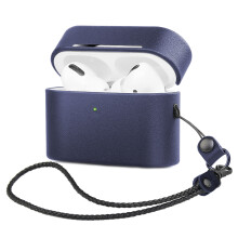 Husă din piele pentru AirPods, rezistentă la zgârieturi cu protecție anti-cădere, căptușeală din piele naturală și microfibră, suportă