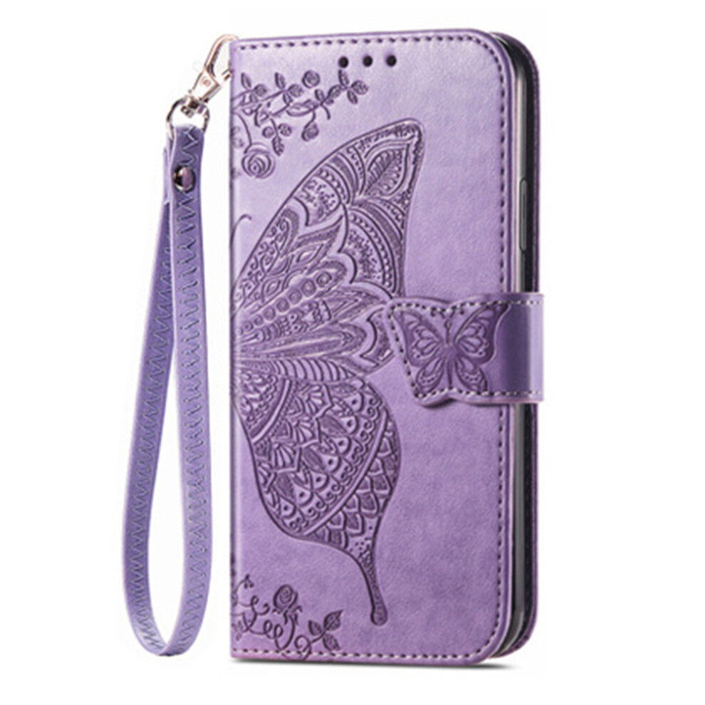 3D Emboss Butterfly Flowers Phone Case, Luxury Retro Slim Wallet Case With Detachable Wrist Strap And Card Slots For Iphone 14 Pro Max, Kickstand Func 9176269916817
