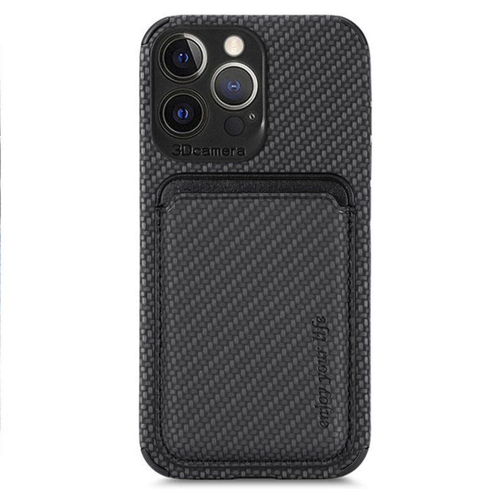 Foldable Cover Case For Iphone 14 Plus, Military Grade Protection With Carbon Fiber Pattern, Wallet Case For Convenient Card Storage 9012494622430