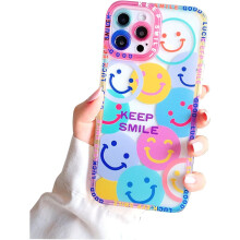 Einzigartige Handyhülle mit lächelndem Gesicht, 360-Schutz für iPhone 12 (6,1"), TPU-Bumper-Hülle absorbiert Stöße, einfache Montage und